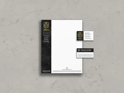 Ganther & Associates Print Pieces branding business cards gold foil logo marble stationery
