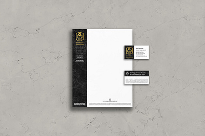 Ganther & Associates Print Pieces branding business cards gold foil logo marble stationery