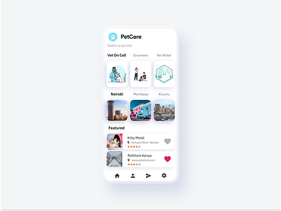 PetCare App design minimal mobile ui skeumorphic