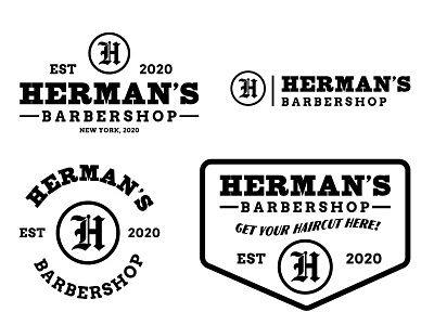 Hermam's Barbershop Logo Collection art badge badge design badge logo badgedesign badges barber barbershop brand identity branding design flat gothic haircut logo logo design shop vector