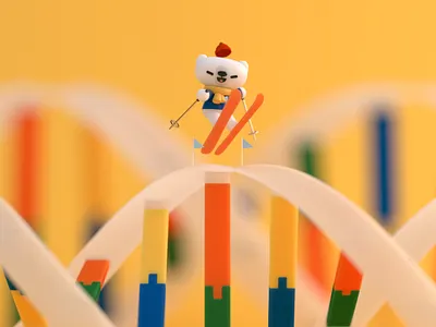 Polar Bear Skiing 3d modeling bear biology c4d character character design cinema 4d cute design illustration lovely mascot polarbear render