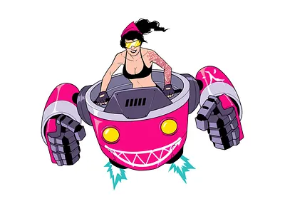 Mecha Bombshell 80s 90s anime art direction artdirection character design design illustration mecha panama pilot robots woman