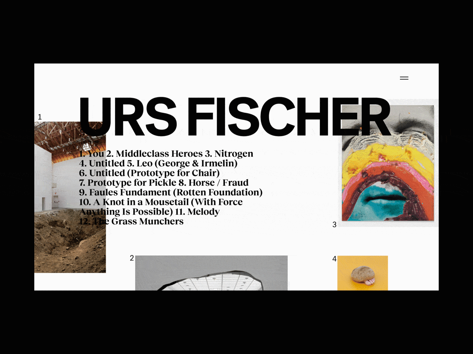 Web Design (Urs Fischer) art design interaction minimal typogaphy typography web web design website