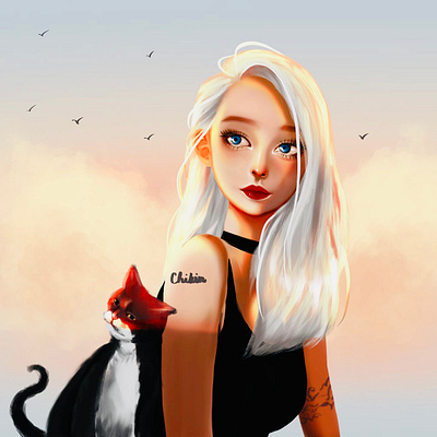 Samdoesart DTIYS anime anime art anime girl animeart art artist artwork cat digital digital art digital illustration digital painting digitalart draw drawing dtiys illustration illustration art portrait procreate