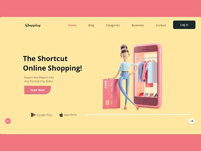 online shopping landing business design illustration market marketing minimal online shopping shop shopify ui ui website template ux web website