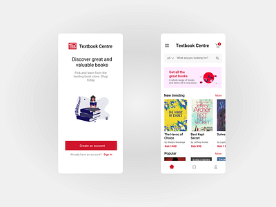 Textbook Centre Ke bookstore mobile app onlineshop ui