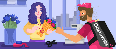 ++ design face flat flowers funny girl illustration