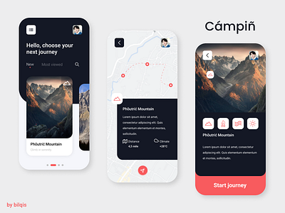 Cámpiñ Dribbble app design flat idnakhwat redesign studying thyratiara traveling app ui ux