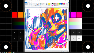 Sabbath Sebats digital painting illustration ms paint skull