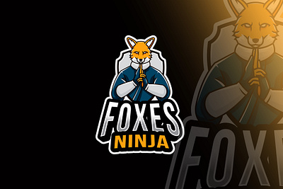 Foxes Ninja Esport Logo Template animal