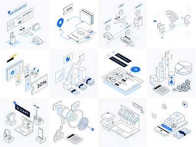 Exploration Isometric Illustrations branding design graphic design illustration isometric isometry vector web