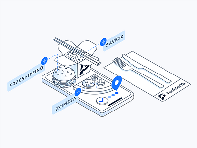 Isometric Illustration Food Delivery Company branding design graphic design illustration isometric isometry vector