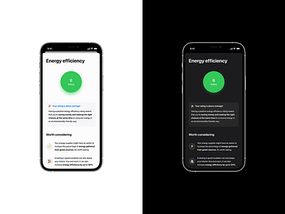 Energy App - Dark Mode app design clean clean ui concept dark dark mode energy efficiency environment infographic ios light minimalist minimalist ui mobile app ui ui design ui designer ux ux design