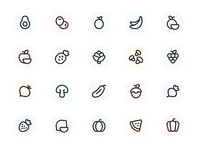 Myicons✨ — Fruits, Vegetables vector line icons pack essential icons flat icons icon design icon pack icons icons design icons pack interface icons line icons myicons ui ui design ui designer ui icons ui kit ui pack ui set web design web designer web ui