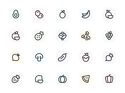 Myicons✨ — Fruits, Vegetables vector line icons pack essential icons flat icons icon design icon pack icons icons design icons pack interface icons line icons myicons ui ui design ui designer ui icons ui kit ui pack ui set web design web designer web ui