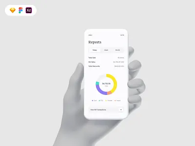 Reports screen for business to customer (B2C) analytics arotec charts discounts goods for sale hand holding phone minimal minimalism minmalist reports reports and data sales ui ui kit uiux design white space