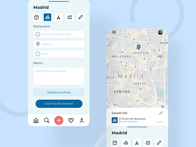 Pachamama App : Add a restaurant adobe xd adobe xd designer form mobile app mobile apps product design travel app travel maps traveling travelling trip ui maps ui ux
