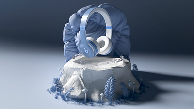 BEAT _ blue mood 3d art 3d artist branding cinema4d composition design headphones minimal product redshift