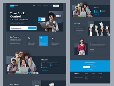 Money Keeper - Dark Mode Full Page branding business dark mode finance graphic design landing page ui web web design