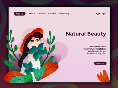 Natural Beauty Illustration Landing Page art beauty design graphic design illustration illustrator landingpage natural nature vector