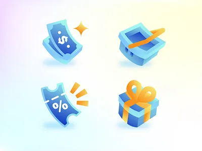 Bluu Marketplace Icon Illustration cart gamification giftbox gradient home page icon illustration marketplace mobile apps money pop up shadow shopping startup trading ui ui8 uiux voucher website