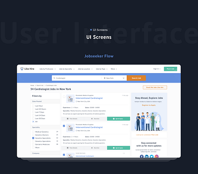 Jobs List Page | Healthcare Careers, Job board & Job Portal healthcare healthcare jobs job board job listing job portal job search job website design jobs jobs wesbite jobsite medical ui design ui ux ux design