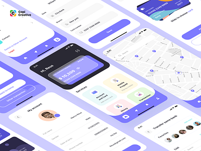 MeeBank - Banking App UI Design app autobanking bank app banking capi card design finanace finance app fintech home homepage interface ios map mobile money transactions ui ui kit