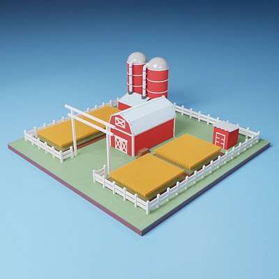 Lowpoly farm 3d america b3d blender branding building ecology farm farmer green greenhouse illustration isometric isometric design lowpoly redwood texas wheat