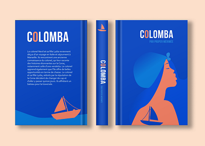 Colomba, Prosper Mérimée_Livre de poche blue boat book book cover design book design colomba design flat illustration illustrator littérature orange sea