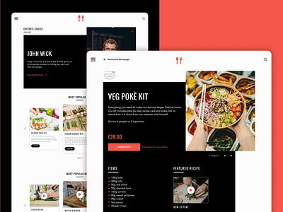 Restaurant Order App app clean design development food foodanddrink foodie meal order red restaurant ui ux uxui vegetable web