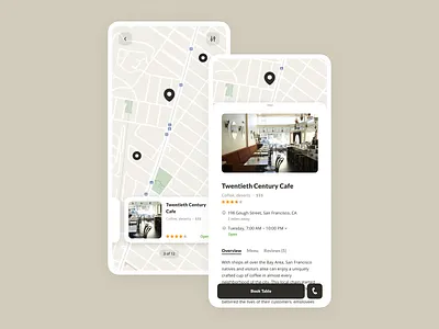 Cafes and Restaurants App Concept app book cafe concept map mobile restaurant
