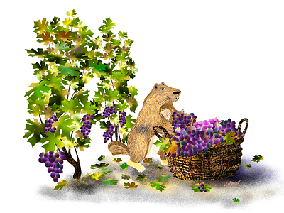 Winegrower Marmot 🍇 alpine autumn character character design children book illustration digital art digital illustration grapes harvester illustration kidlitart kids illustration marmot postcard swiss travel illustration vector illustration vineyards