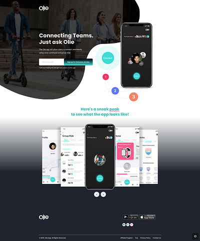 Olie landing page design landing page design ui ux