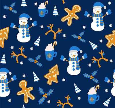 Christmas pattern character christmas flat illustration pattern vector