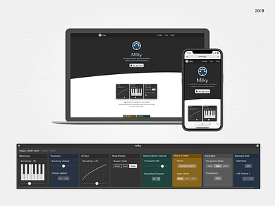 Milky dark ui desktop app gui design interaction logo minimalism music app musician palette responsive website design ui ux