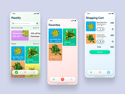 Plant Shop Mobile app concept android cart colors concept design ecommerce app ecommerce store favorites green ios mobile mobile app navigation plant shop plants shop shopping shopping app ui design ux