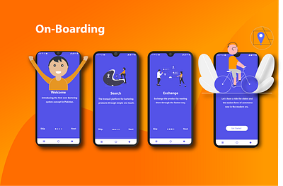 Barter design illustration latest trend onboarding onboarding screen splashscreen ui ux