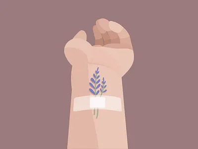 Your love brings healing flat flower hand illustraion lavander patch vector