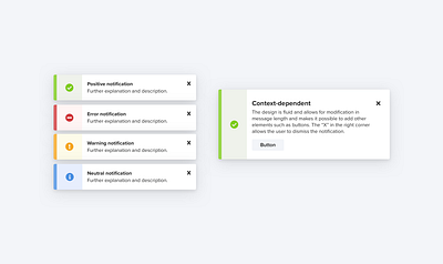 Notification / Toast element design clean design dynamic feedback icons message minimalism notification toast ui uiux ux warning