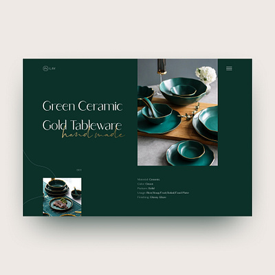 Concept Hand made tableware concept female gold green handmade kitchenware landing tableware typo typography ui website woman