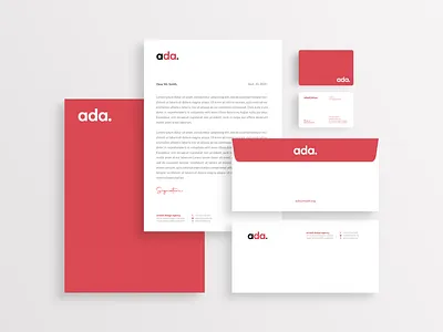 ada. Brand Identity ada adaglobal adapakistan amzakworks brand design branding business card clean creative design designagency flat letterhead logo minimal minimalism minimalist logo modern neat stationary design