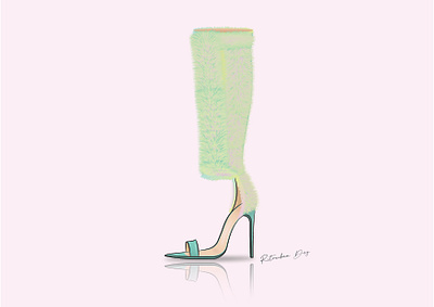 Fur Boots bold boots chic colorful design elegant fashion footwear footwear design fur heels high heels illustration pastel sketch