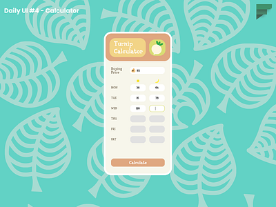 Daily UI #4 - Calculator (Animal Crossing) ac animal crossing calculator daily 100 challenge dailyui dailyui 004 dailyui004 dailyuichallenge daisy mae design mobile app mobile ui new horizons tom nook ui ui design ui ux uiux