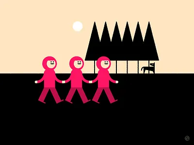 Stronger Together accent black conceptual fearless forests geometric hoodies illustration metaphor minimal pink red shape simple solidarity support symbolism together vector wolf