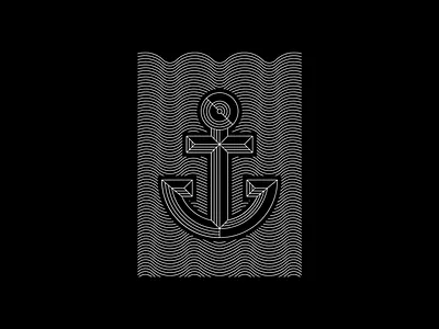 Nautical is so hot right now 7robots anchor black and white illustration lineart nautical poster print vector water