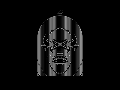 Bearded bull 7robots bison blank and white bull geometric illustration lineart minimal poster print vector