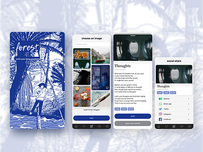 forest: an app to share your thoughts, poetry, or prose app dailyui design flat forest illustration photos poem poet ui