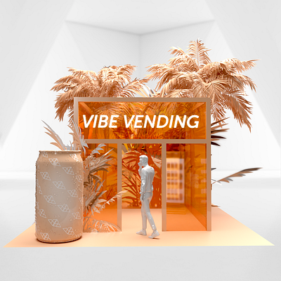 Maison presents Vibe Vending Citrus Brand Sampling Experience 3d art 3d design 3d designer adobe dimension adobe photoshop booth brand design brand identity brand sampling branding citrus experiential design immersive installation installation art peach and white pop up product design product development typography vector logo