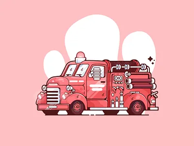 Fire Truck adobe art cartoon clean color creative designer dribbble fire fire truck flat graphic graphic design illustration illustrator modern portfolio shot simple