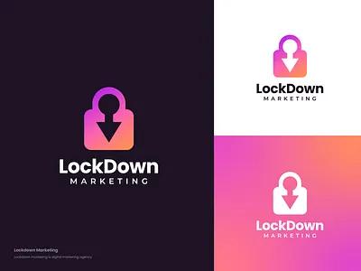 Lockdown Marketing - Logo Design abstract arrow logo brand identity branding design concept design digital digital marketing agency gradient interface lock icon lockdown logo logo concept logodesign marketing modern purple symbol technology ui ux